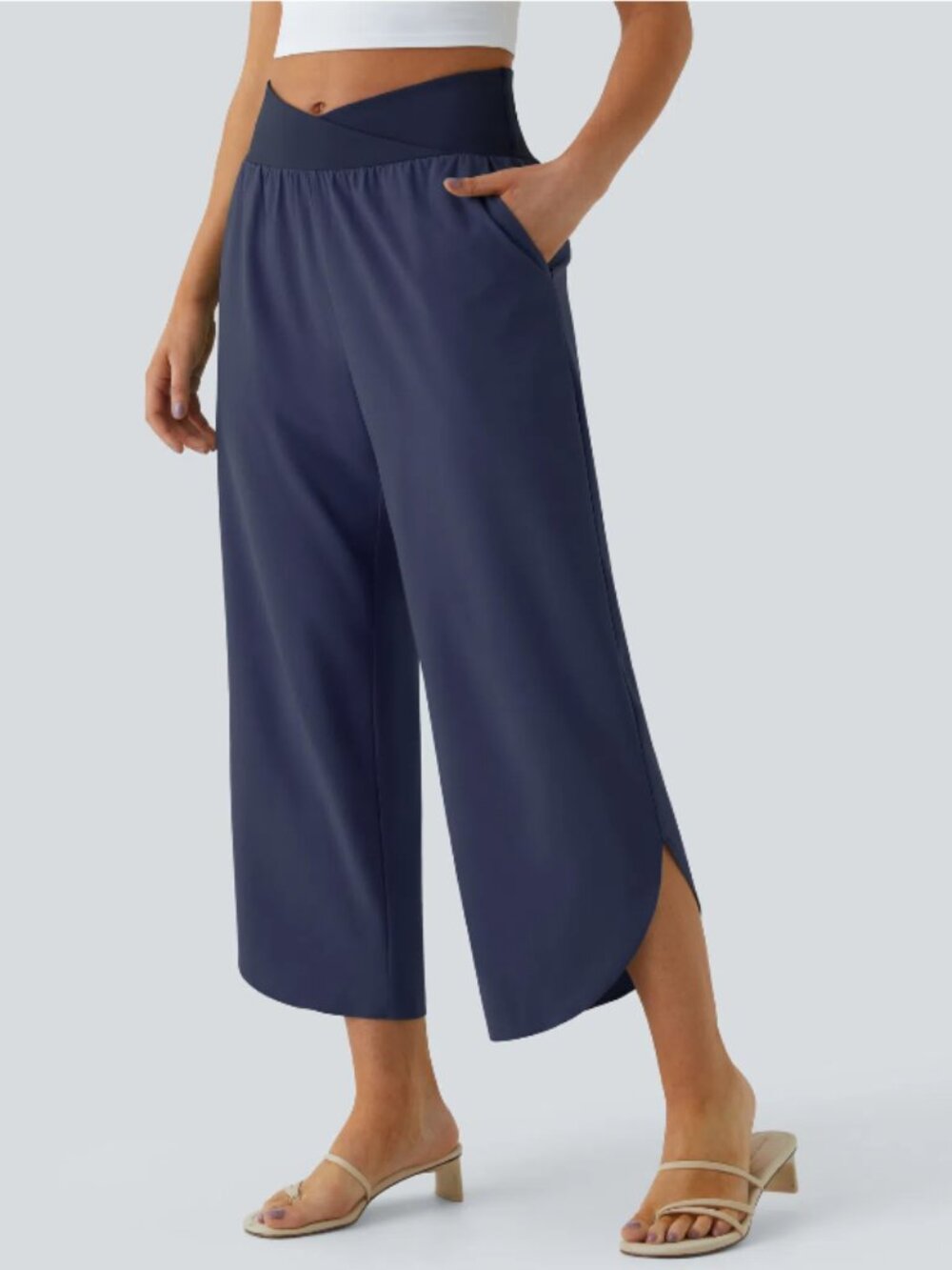 Halara Breezeful™ High Waisted Crossover Quick Dry Resort Pants Navy Blue Large